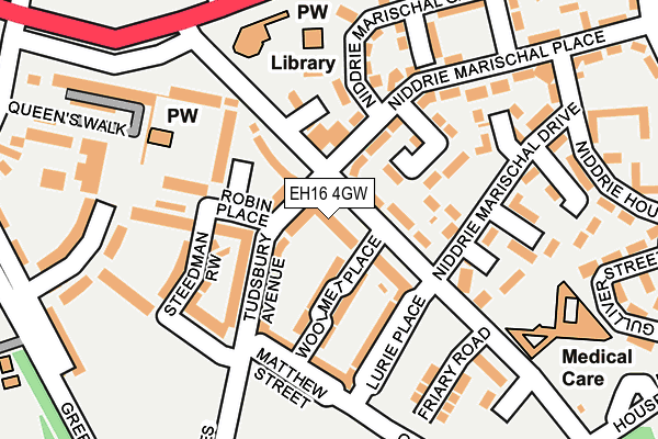 EH16 4GW map - OS OpenMap – Local (Ordnance Survey)