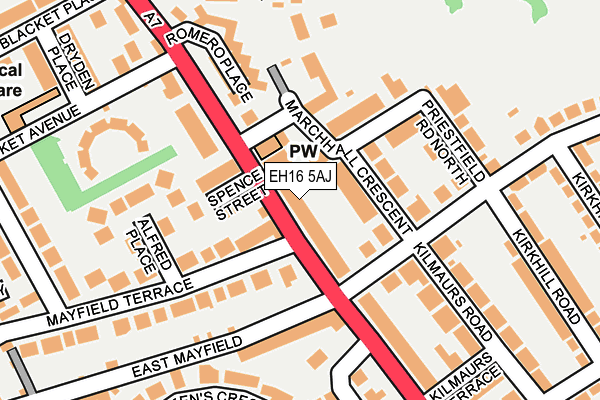 EH16 5AJ map - OS OpenMap – Local (Ordnance Survey)