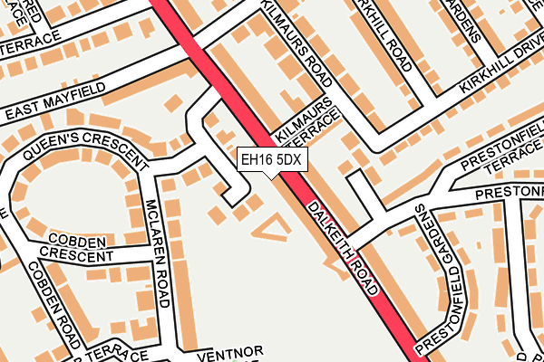 EH16 5DX map - OS OpenMap – Local (Ordnance Survey)