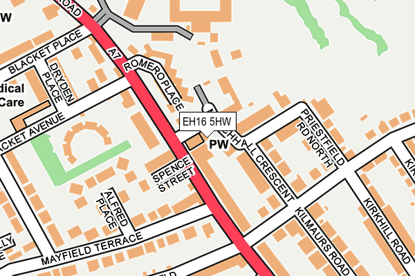 EH16 5HW map - OS OpenMap – Local (Ordnance Survey)