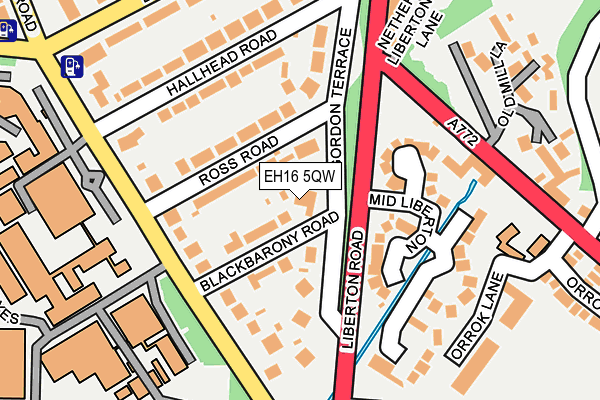 EH16 5QW map - OS OpenMap – Local (Ordnance Survey)