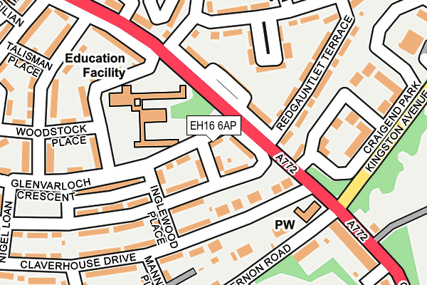 EH16 6AP map - OS OpenMap – Local (Ordnance Survey)