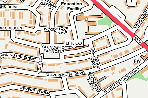 EH16 6AS map - OS OpenMap – Local (Ordnance Survey)