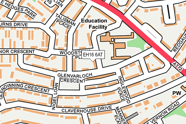EH16 6AT map - OS OpenMap – Local (Ordnance Survey)