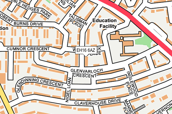 EH16 6AZ map - OS OpenMap – Local (Ordnance Survey)