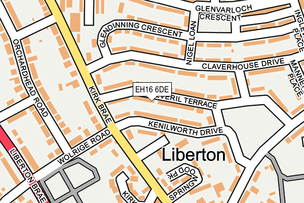 EH16 6DE map - OS OpenMap – Local (Ordnance Survey)