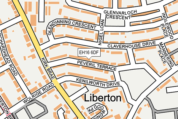 EH16 6DF map - OS OpenMap – Local (Ordnance Survey)