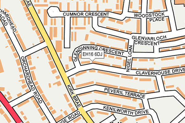 EH16 6DJ map - OS OpenMap – Local (Ordnance Survey)