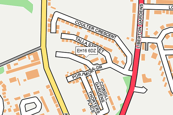 EH16 6DZ map - OS OpenMap – Local (Ordnance Survey)