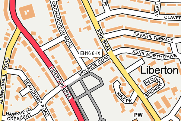 EH16 6HX map - OS OpenMap – Local (Ordnance Survey)