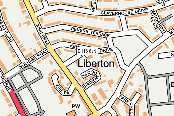 EH16 6JN map - OS OpenMap – Local (Ordnance Survey)