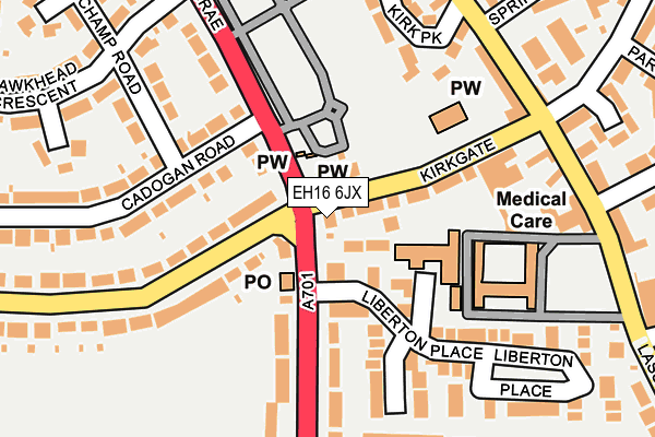 EH16 6JX map - OS OpenMap – Local (Ordnance Survey)