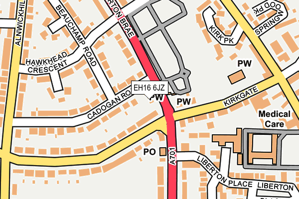 EH16 6JZ map - OS OpenMap – Local (Ordnance Survey)
