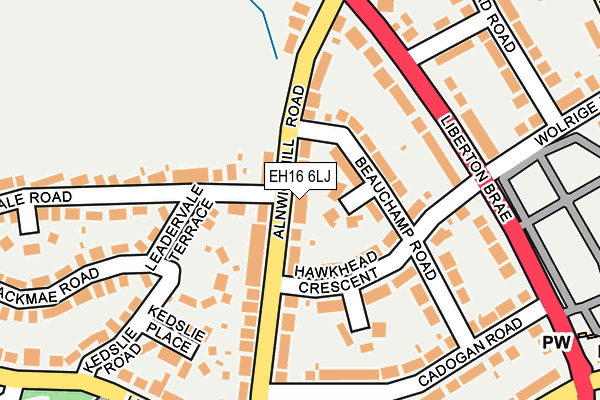 EH16 6LJ map - OS OpenMap – Local (Ordnance Survey)