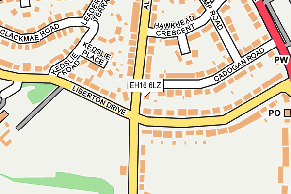 EH16 6LZ map - OS OpenMap – Local (Ordnance Survey)