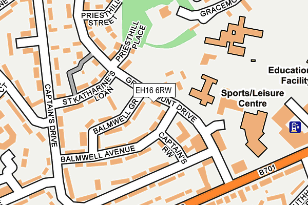 EH16 6RW map - OS OpenMap – Local (Ordnance Survey)