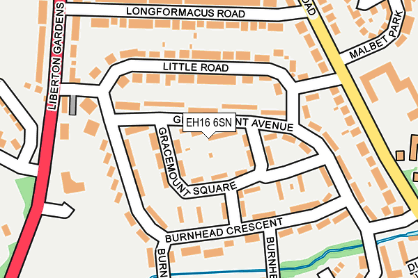 EH16 6SN map - OS OpenMap – Local (Ordnance Survey)