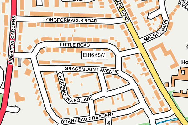 EH16 6SW map - OS OpenMap – Local (Ordnance Survey)