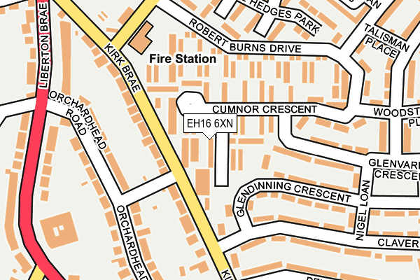 EH16 6XN map - OS OpenMap – Local (Ordnance Survey)