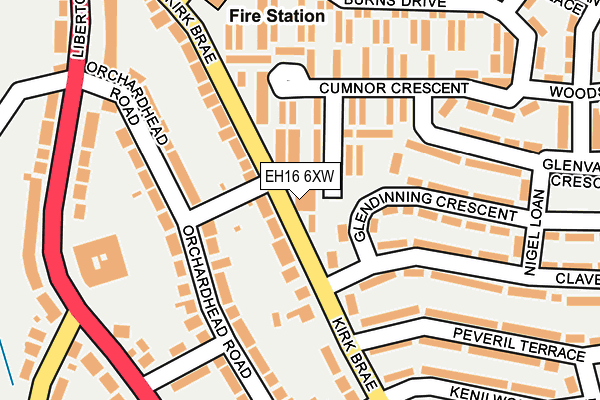 EH16 6XW map - OS OpenMap – Local (Ordnance Survey)