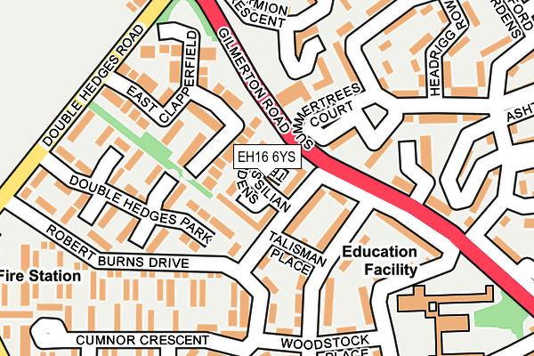 EH16 6YS map - OS OpenMap – Local (Ordnance Survey)