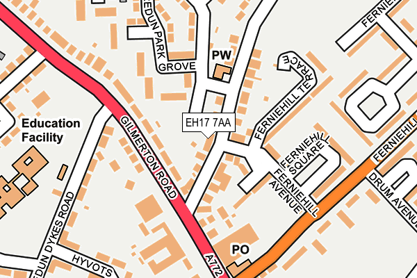 EH17 7AA map - OS OpenMap – Local (Ordnance Survey)