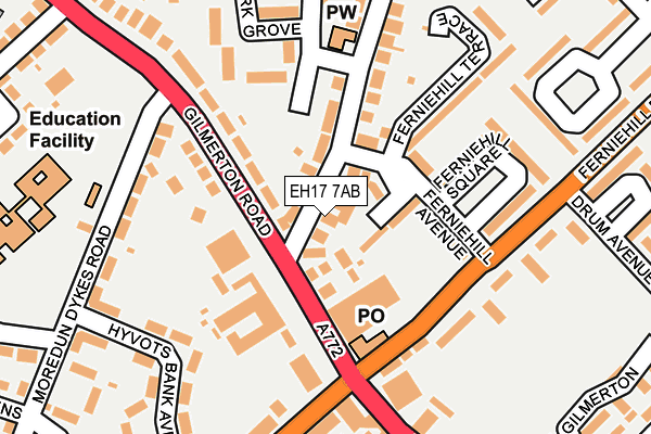 EH17 7AB map - OS OpenMap – Local (Ordnance Survey)