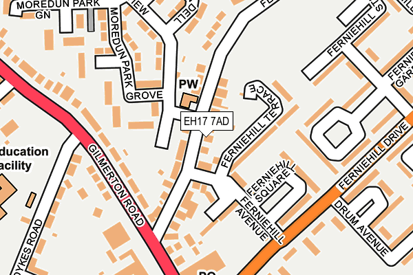 EH17 7AD map - OS OpenMap – Local (Ordnance Survey)