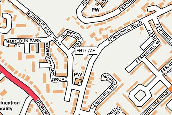 EH17 7AE map - OS OpenMap – Local (Ordnance Survey)