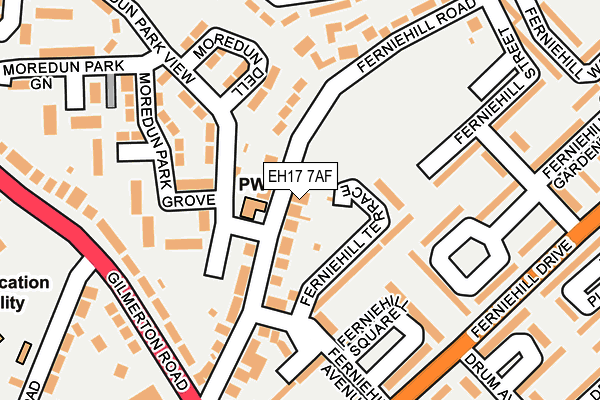 EH17 7AF map - OS OpenMap – Local (Ordnance Survey)