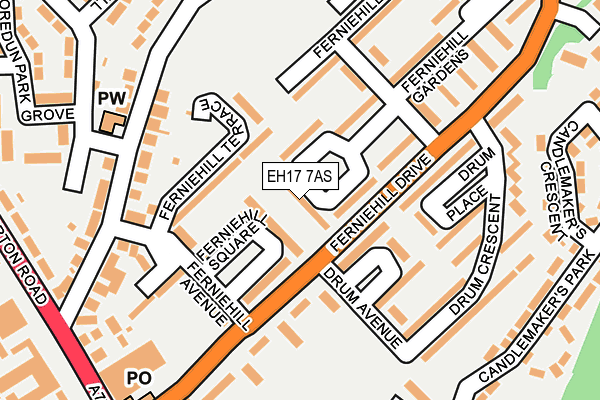 EH17 7AS map - OS OpenMap – Local (Ordnance Survey)