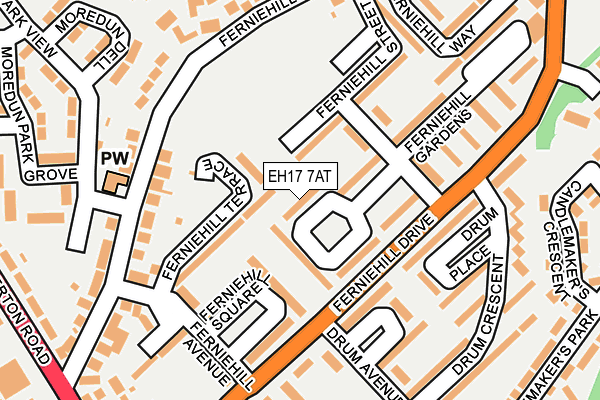 EH17 7AT map - OS OpenMap – Local (Ordnance Survey)