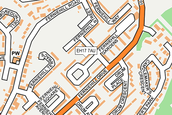 EH17 7AU map - OS OpenMap – Local (Ordnance Survey)