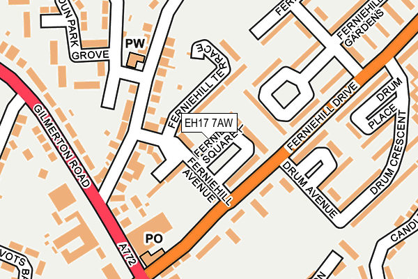 EH17 7AW map - OS OpenMap – Local (Ordnance Survey)