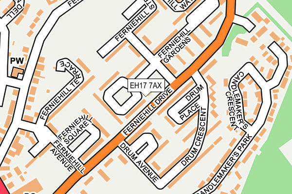 EH17 7AX map - OS OpenMap – Local (Ordnance Survey)