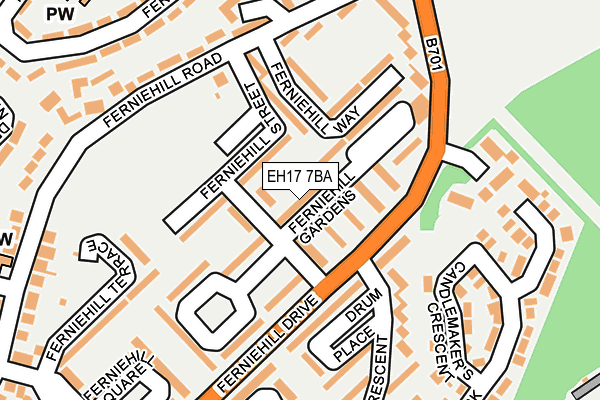 EH17 7BA map - OS OpenMap – Local (Ordnance Survey)