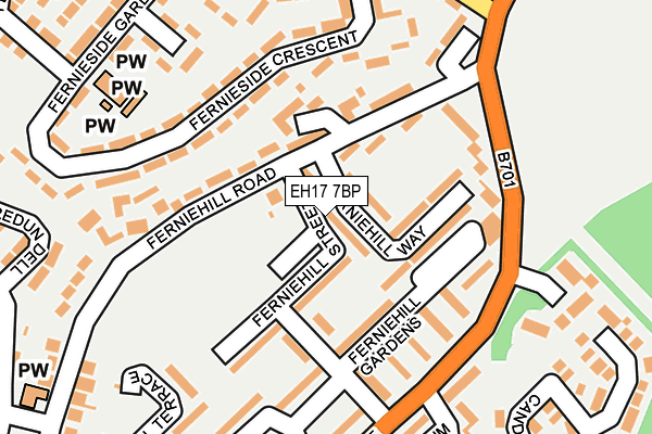 EH17 7BP map - OS OpenMap – Local (Ordnance Survey)