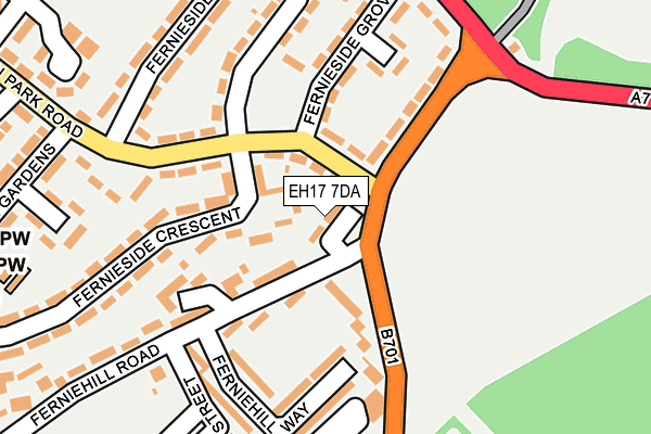 EH17 7DA map - OS OpenMap – Local (Ordnance Survey)