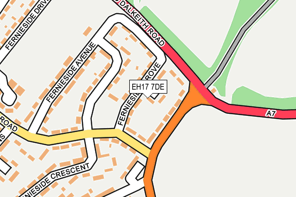 EH17 7DE map - OS OpenMap – Local (Ordnance Survey)