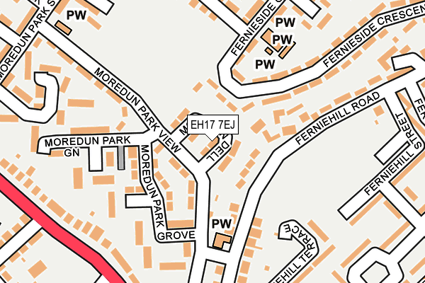 EH17 7EJ map - OS OpenMap – Local (Ordnance Survey)