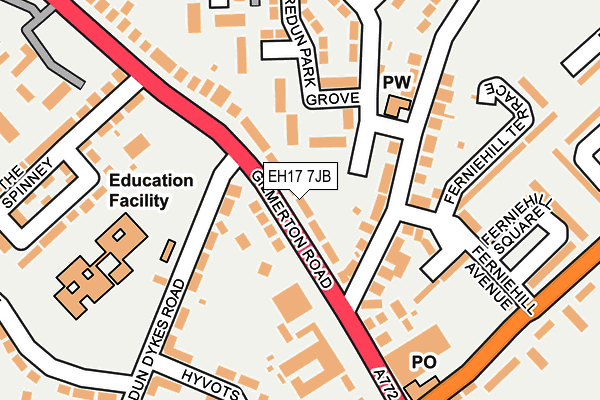 EH17 7JB map - OS OpenMap – Local (Ordnance Survey)