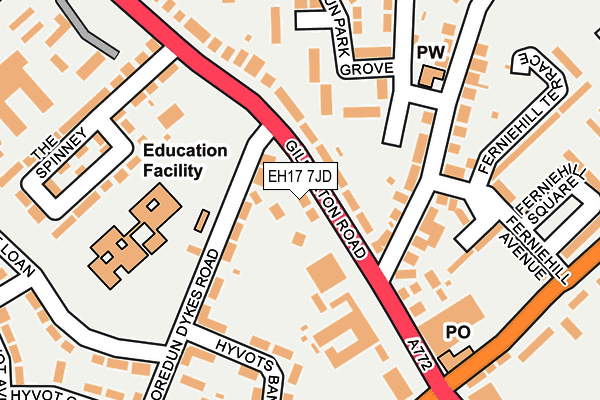 EH17 7JD map - OS OpenMap – Local (Ordnance Survey)