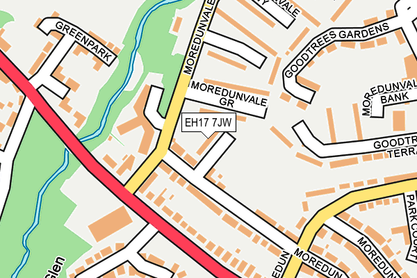 EH17 7JW map - OS OpenMap – Local (Ordnance Survey)