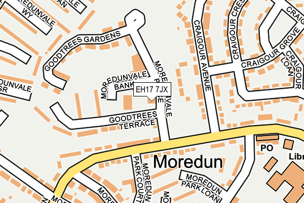 EH17 7JX map - OS OpenMap – Local (Ordnance Survey)