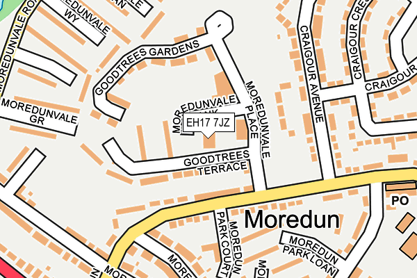 EH17 7JZ map - OS OpenMap – Local (Ordnance Survey)