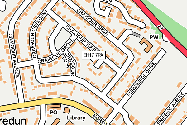 EH17 7PA map - OS OpenMap – Local (Ordnance Survey)