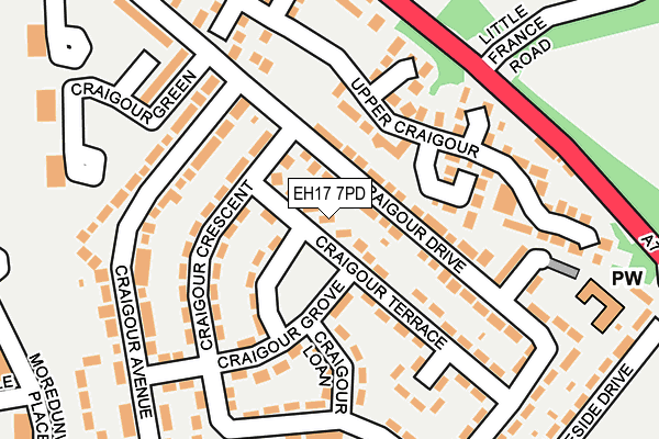 EH17 7PD map - OS OpenMap – Local (Ordnance Survey)