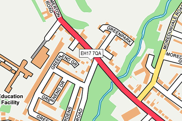 EH17 7QA map - OS OpenMap – Local (Ordnance Survey)