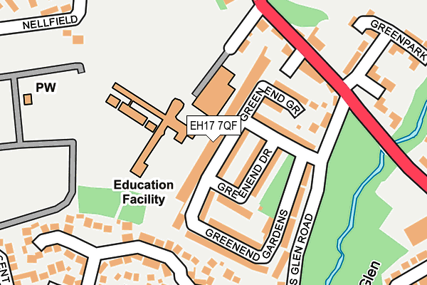 EH17 7QF map - OS OpenMap – Local (Ordnance Survey)