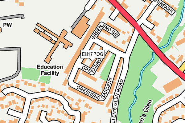 EH17 7QG map - OS OpenMap – Local (Ordnance Survey)